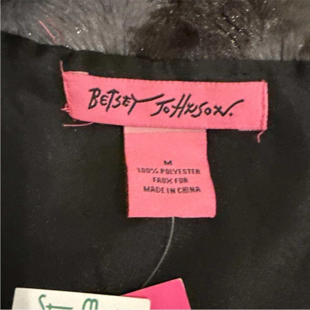 Rare Find! Betsey Johnson Women's Faux Fur Jacket Black/Gray Medium NWT - Picture 10 of 12